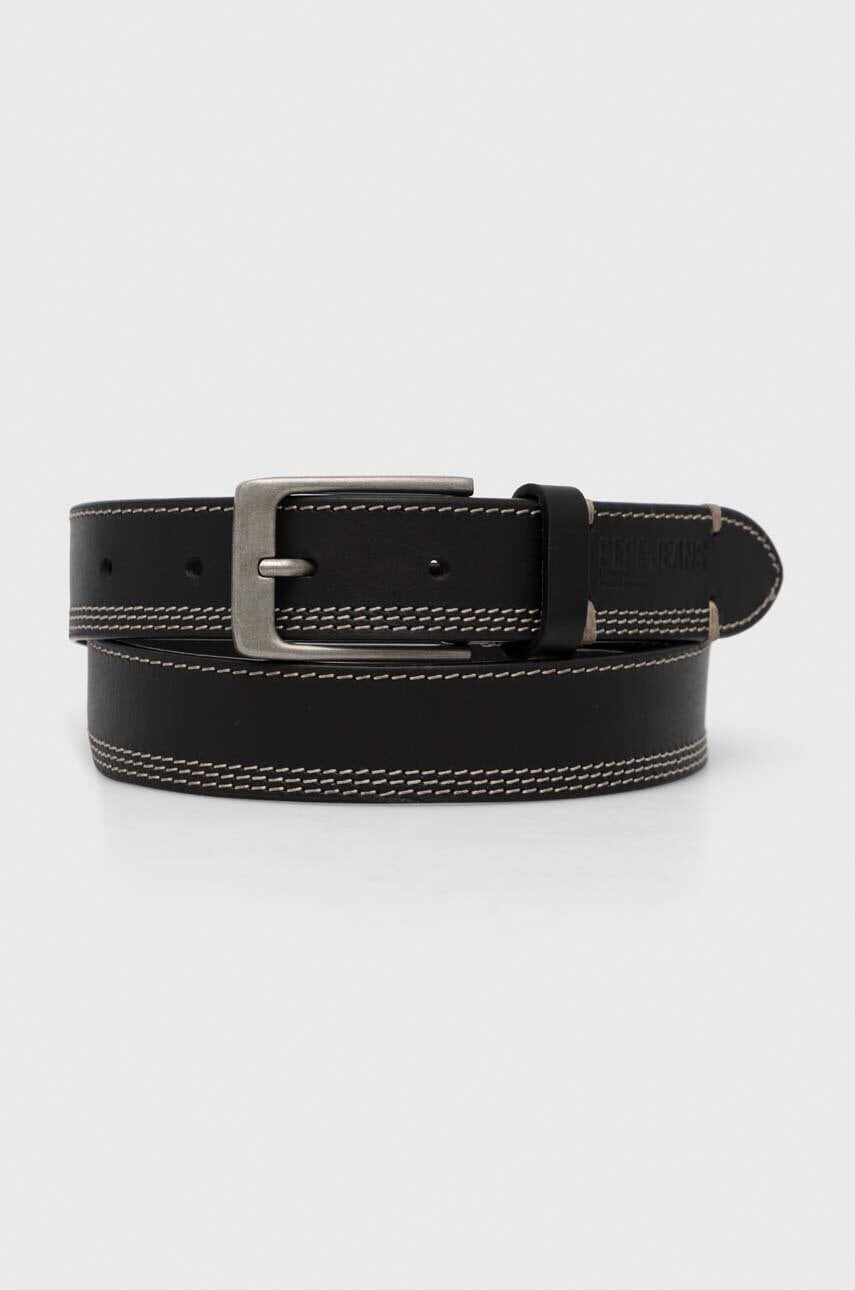 Pepe Jeans Curea De Piele Freddy Barbati, Culoarea Negru