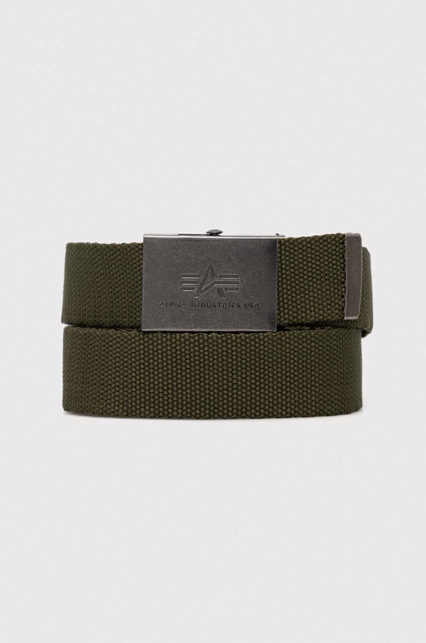 Levně Pásek Alpha Industries zelená barva, 100906.11-Olive