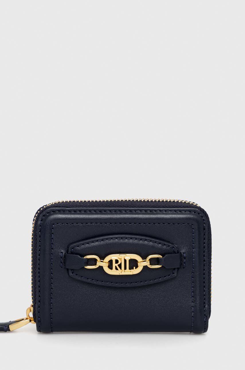 Levně Kožená peněženka Lauren Ralph Lauren tmavomodrá barva