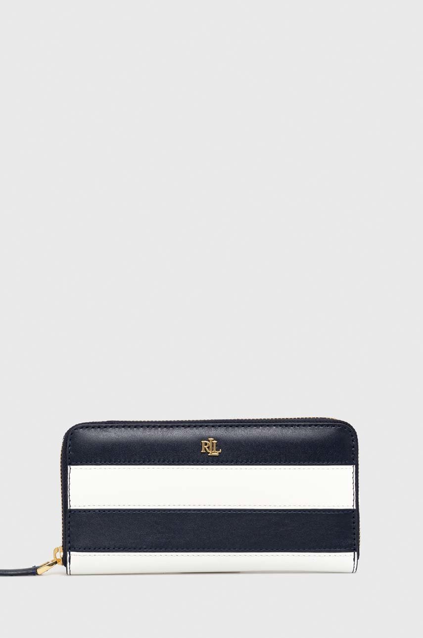 

Шкіряний гаманець Lauren Ralph Lauren жіночий колір синій