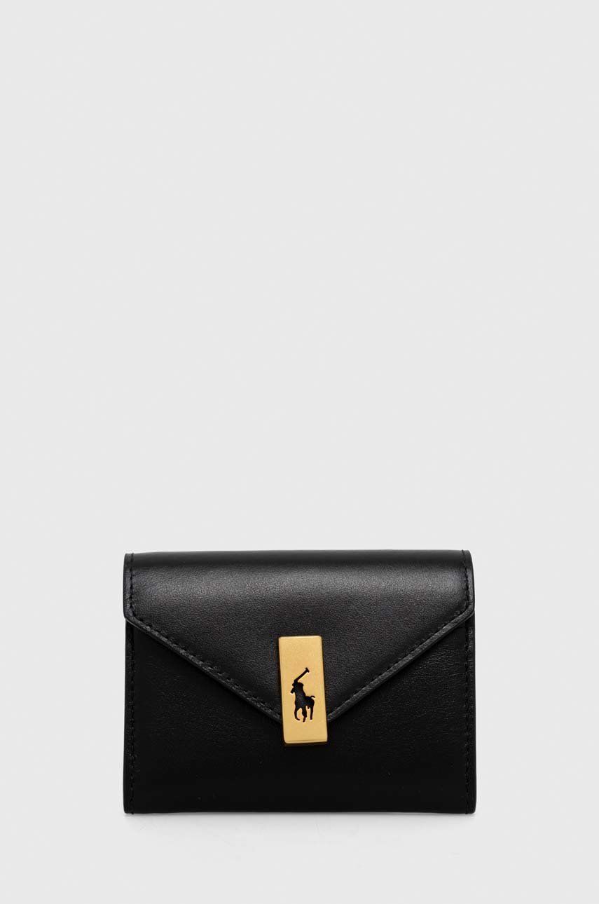 Levně Kožená peněženka Polo Ralph Lauren černá barva, 427886734