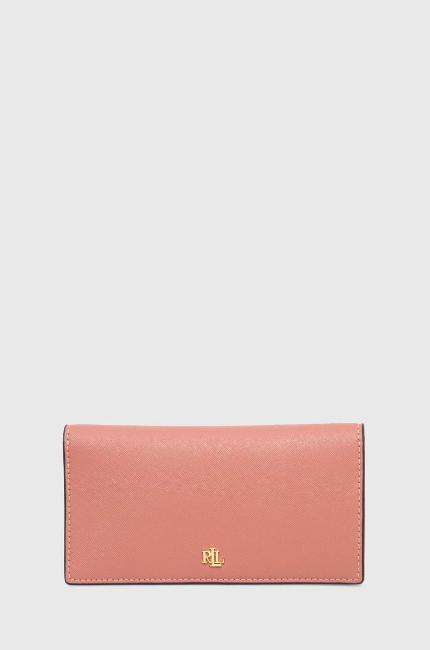 

Кожаный кошелек Lauren Ralph Lauren женский цвет золотой