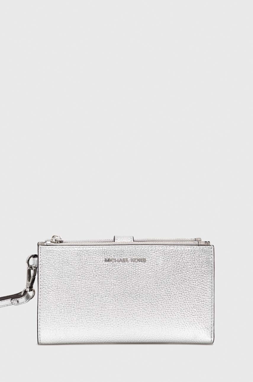 

Кожен портфейл MICHAEL Michael Kors дамски в сребристо, Сребърен