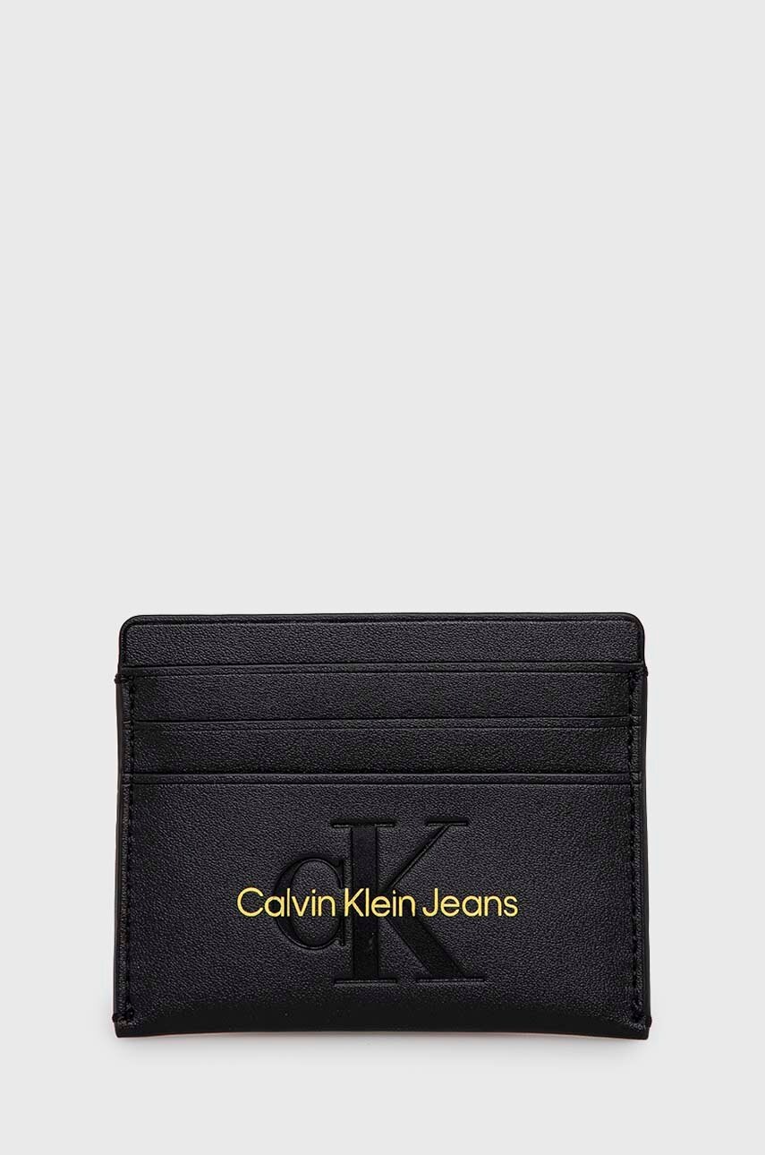 

Калъф за карти Calvin Klein Jeans дамски в черно, Черен