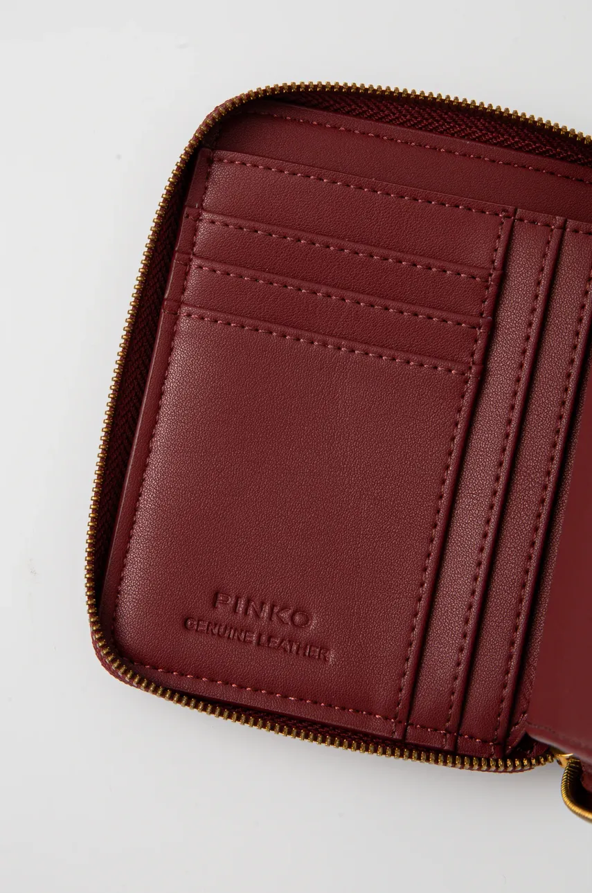 Кожаный кошелек Pinko женский цвет бордовый Кожаный кошелек Pinko женский цвет бордовый