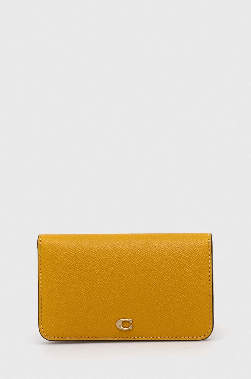 

Кожаный кошелек Coach женский цвет жёлтый