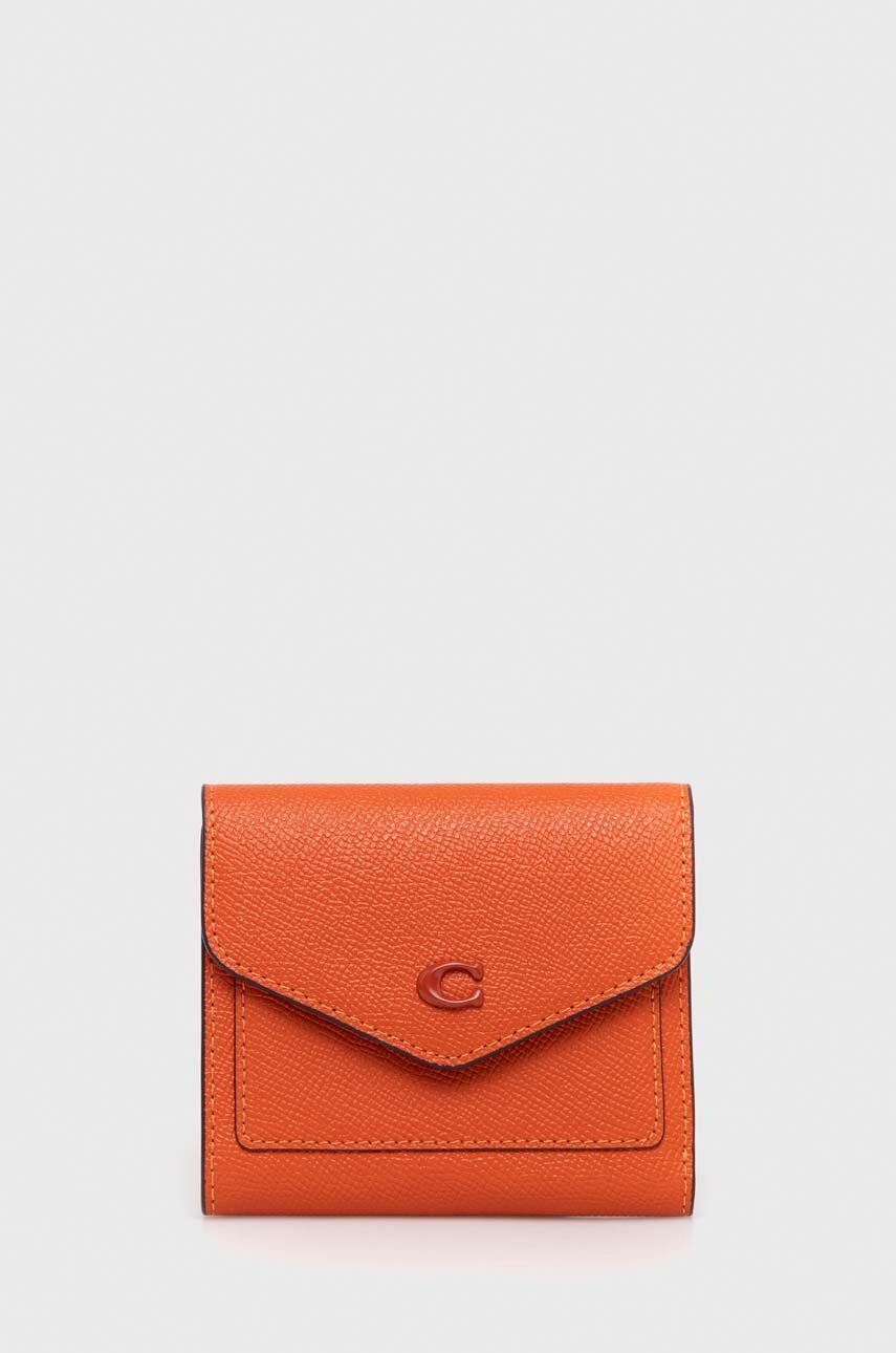 

Кожаный кошелек Coach женский цвет оранжевый