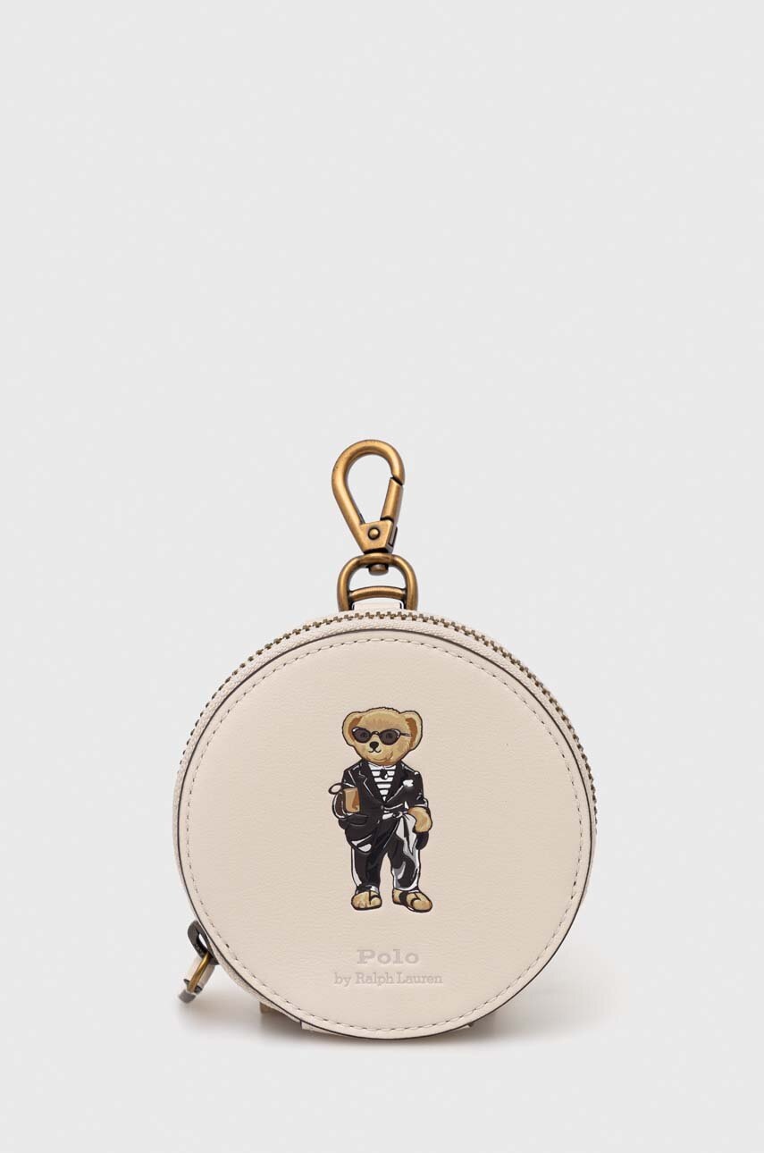 

Кожаный кошелек Polo Ralph Lauren женский цвет бежевый