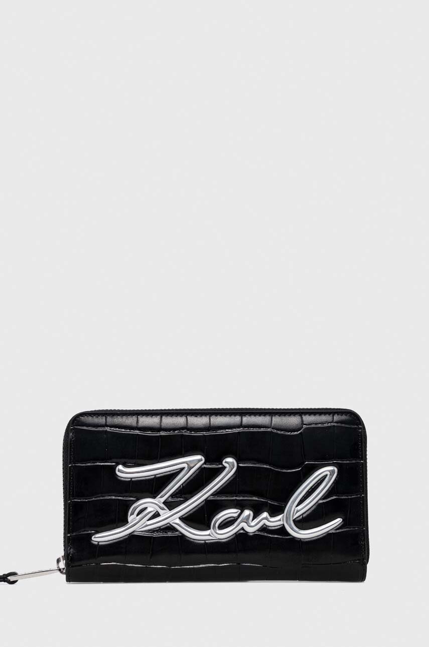 

Шкіряний гаманець Karl Lagerfeld жіночий колір чорний