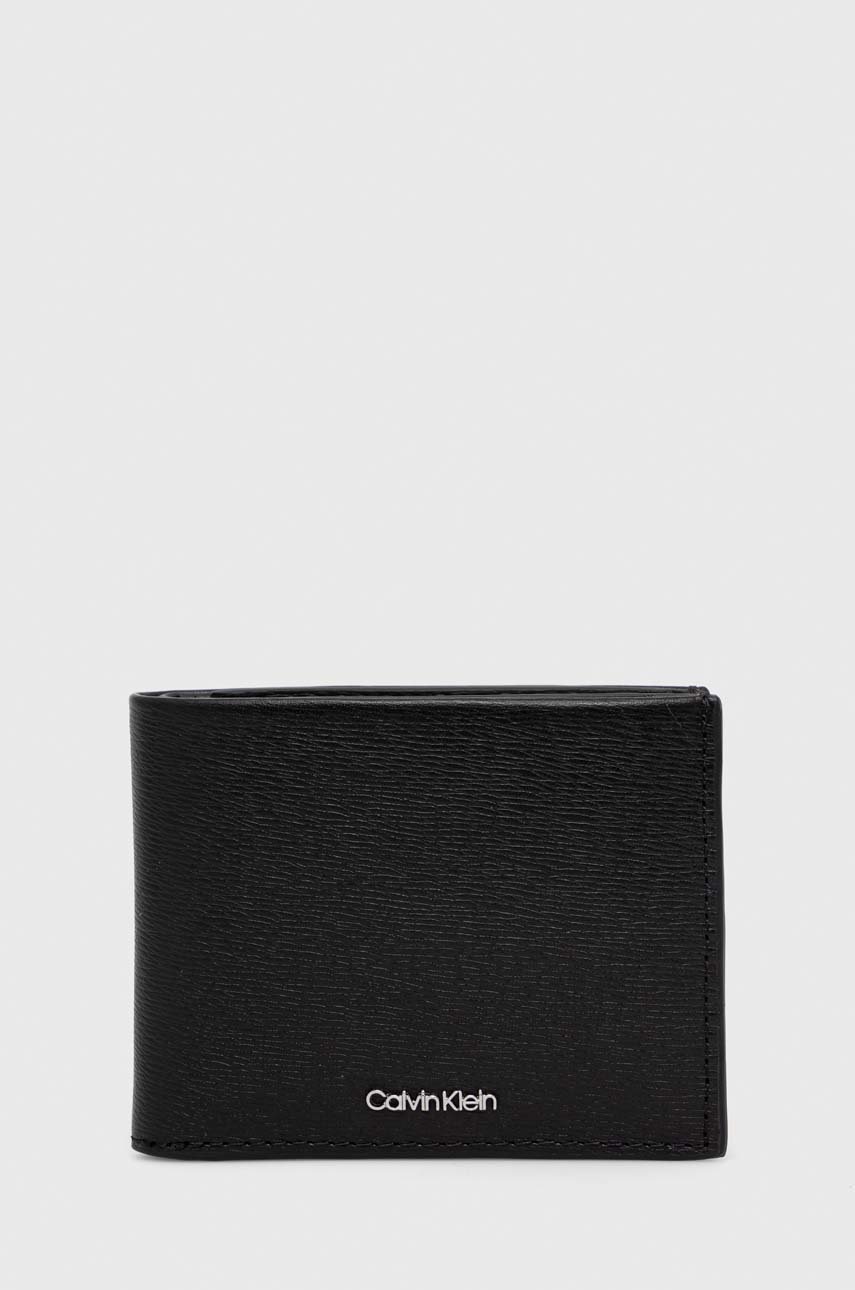 

Кожен портфейл Calvin Klein мъжки в черно, Черен