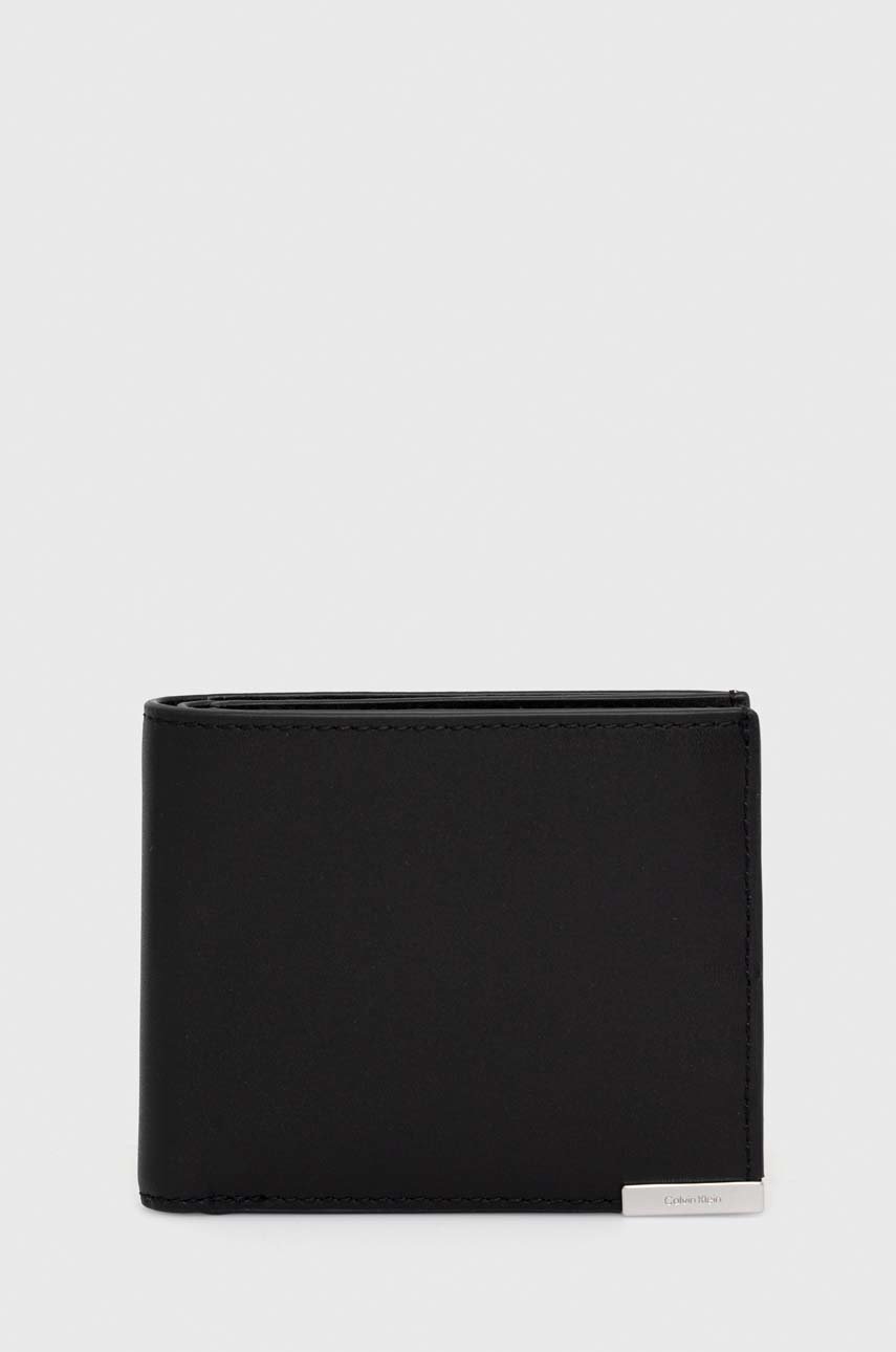 

Кожен портфейл Calvin Klein мъжки в черно, Черен