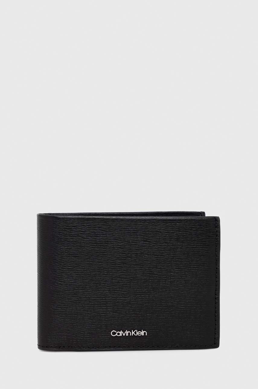 

Кожен портфейл Calvin Klein мъжки в черно, Черен