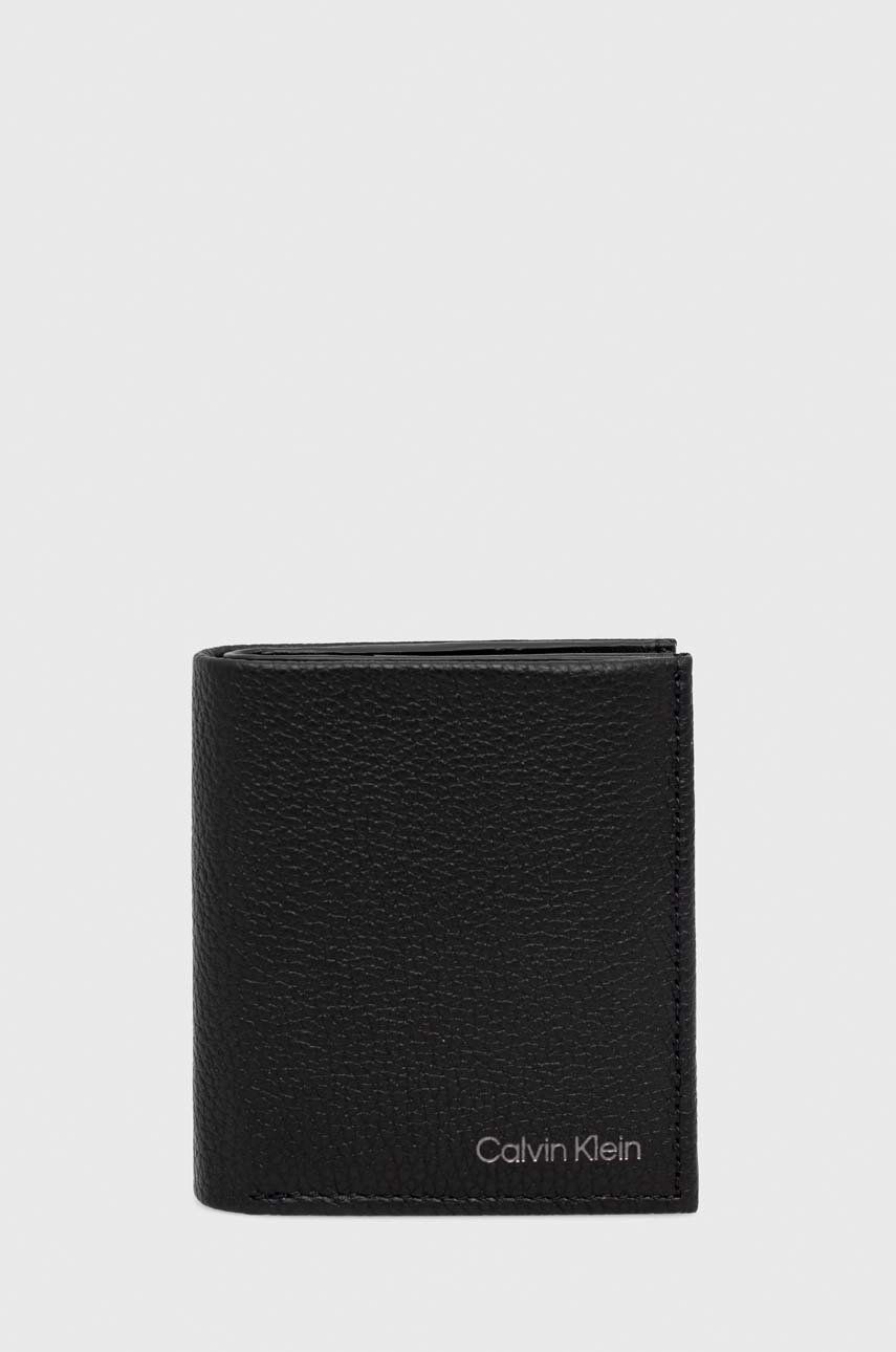 Levně Kožená peněženka Calvin Klein černá barva, K50K509998