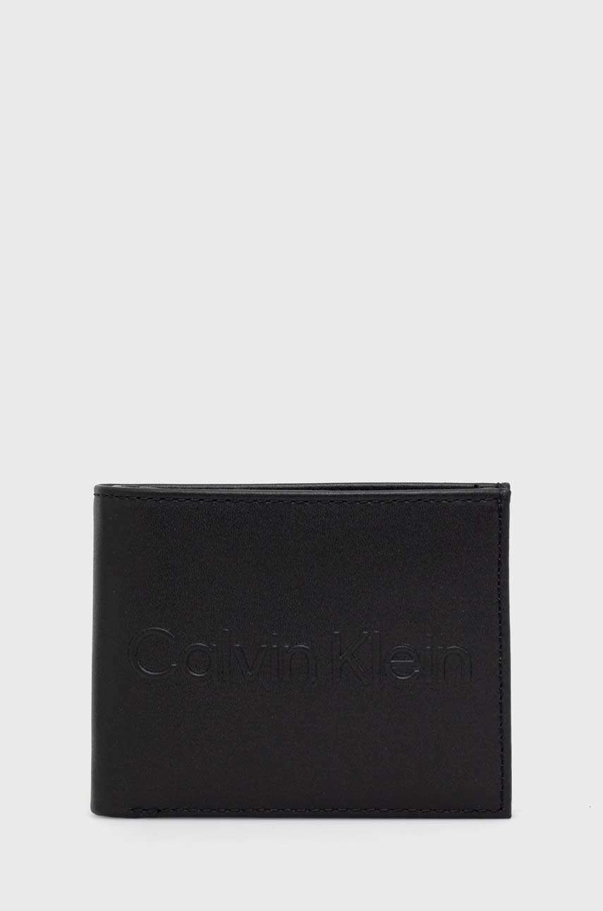 

Кожен портфейл Calvin Klein мъжки в черно, Черен