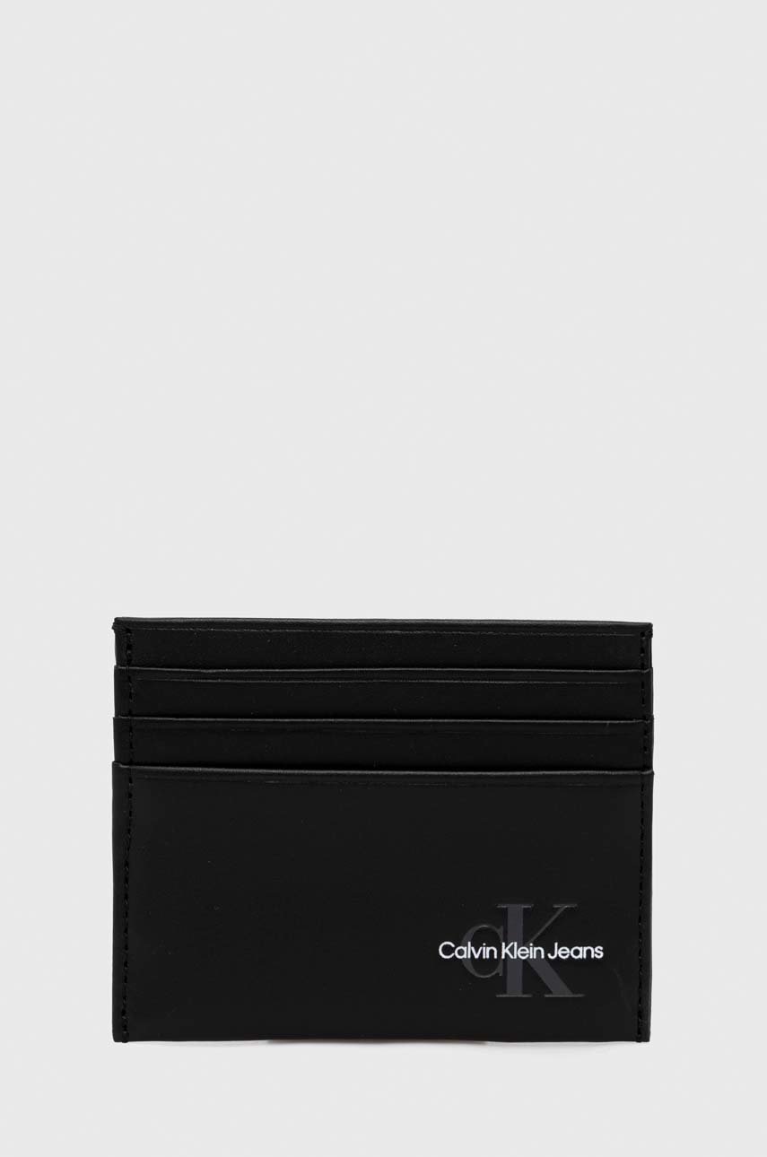 

Кожен калъф за карти Calvin Klein Jeans мъжки в черно, Черен