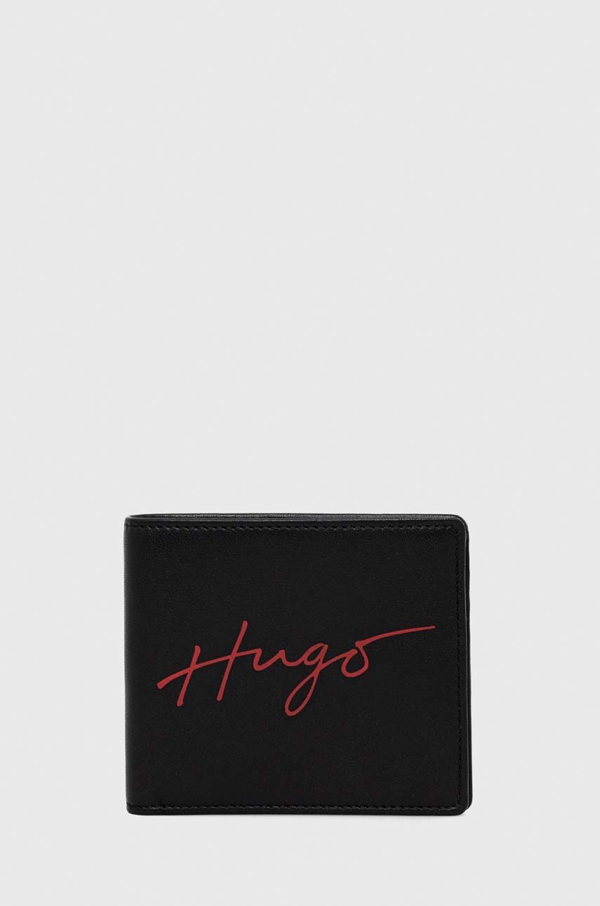 

Кожен портфейл HUGO мъжки в черно, Черен