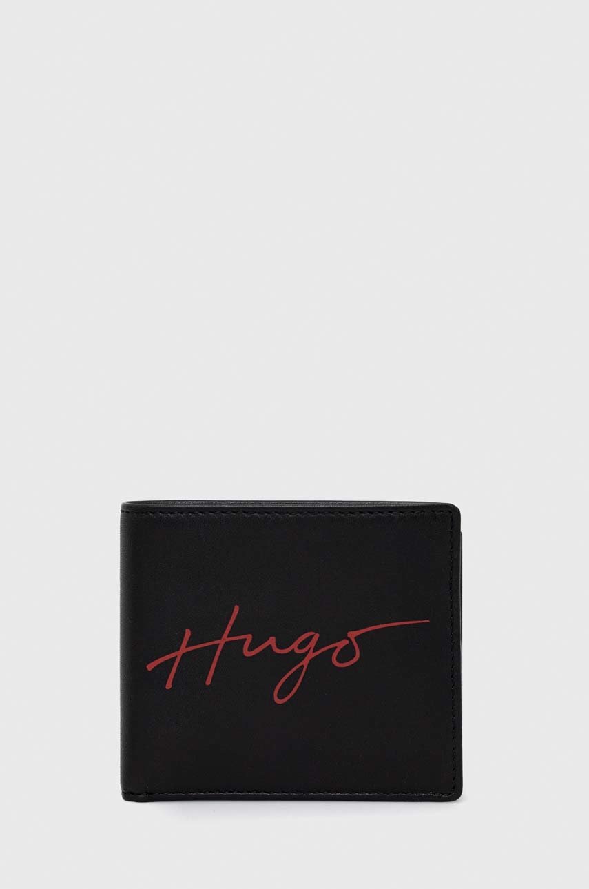 

Кожен портфейл HUGO мъжки в черно, Черен