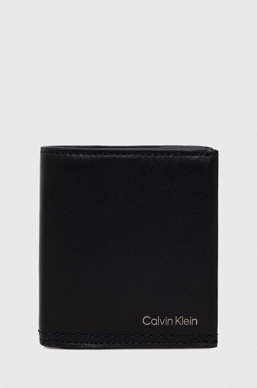 

Кожен портфейл Calvin Klein мъжки в черно, Черен