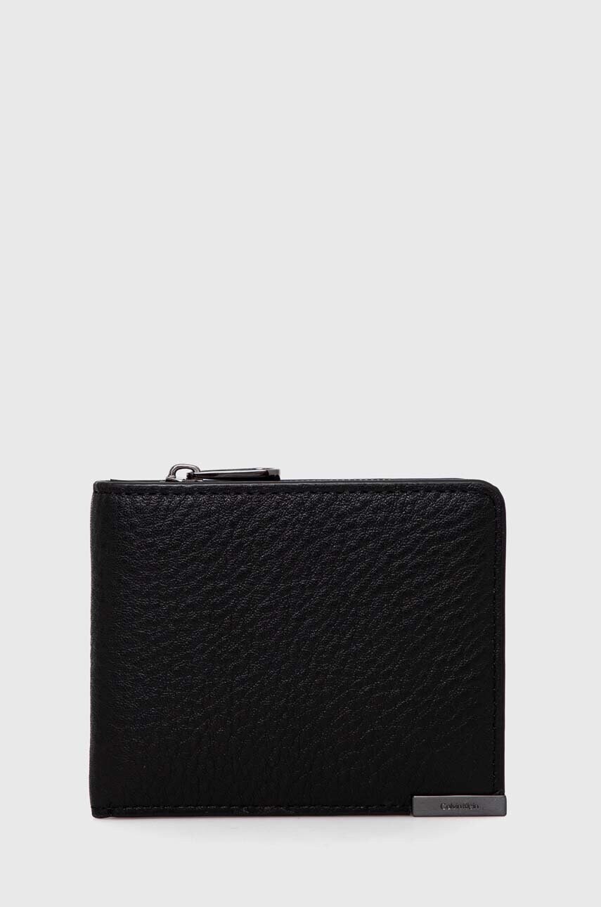 

Кожен портфейл Calvin Klein мъжки в черно, Черен