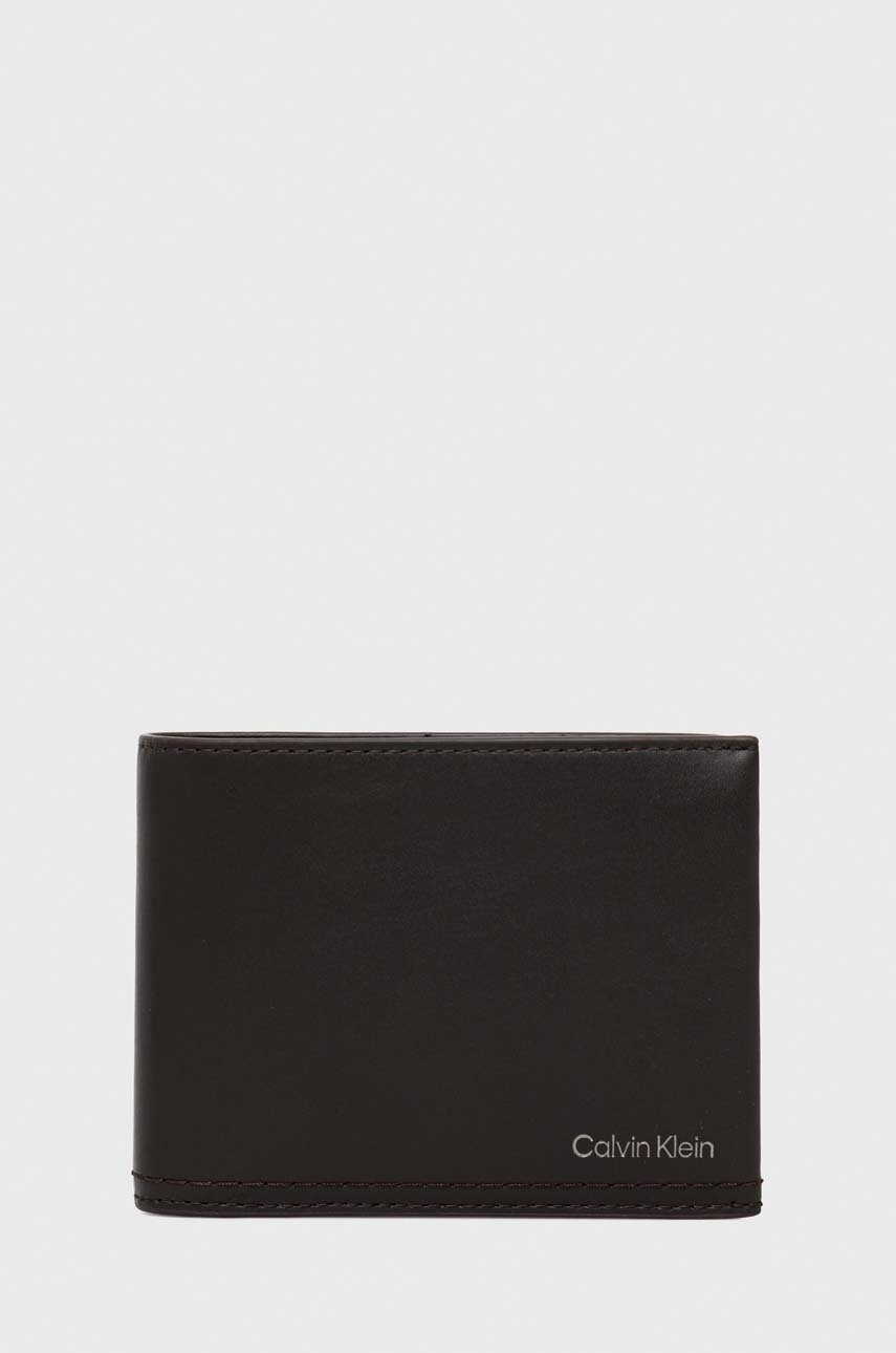 

Кожен портфейл Calvin Klein мъжки в кафяво, Кафяв