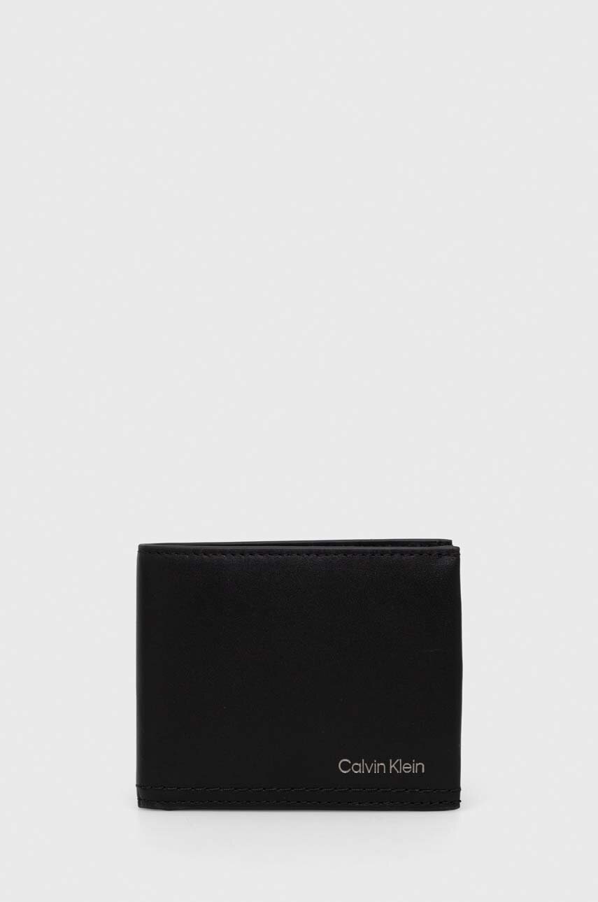 

Кожен портфейл Calvin Klein мъжки в черно, Черен