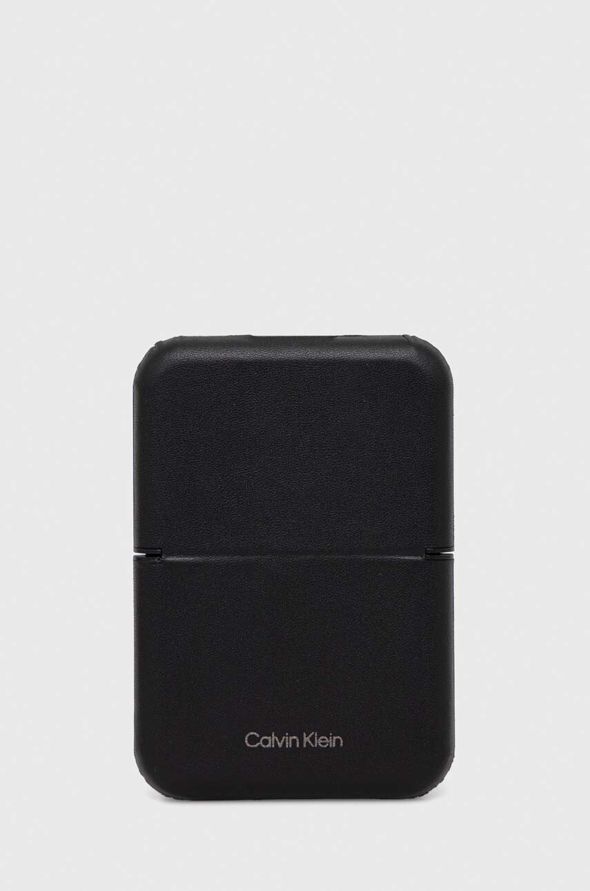

Кожен калъф за карти Calvin Klein в черно, Черен