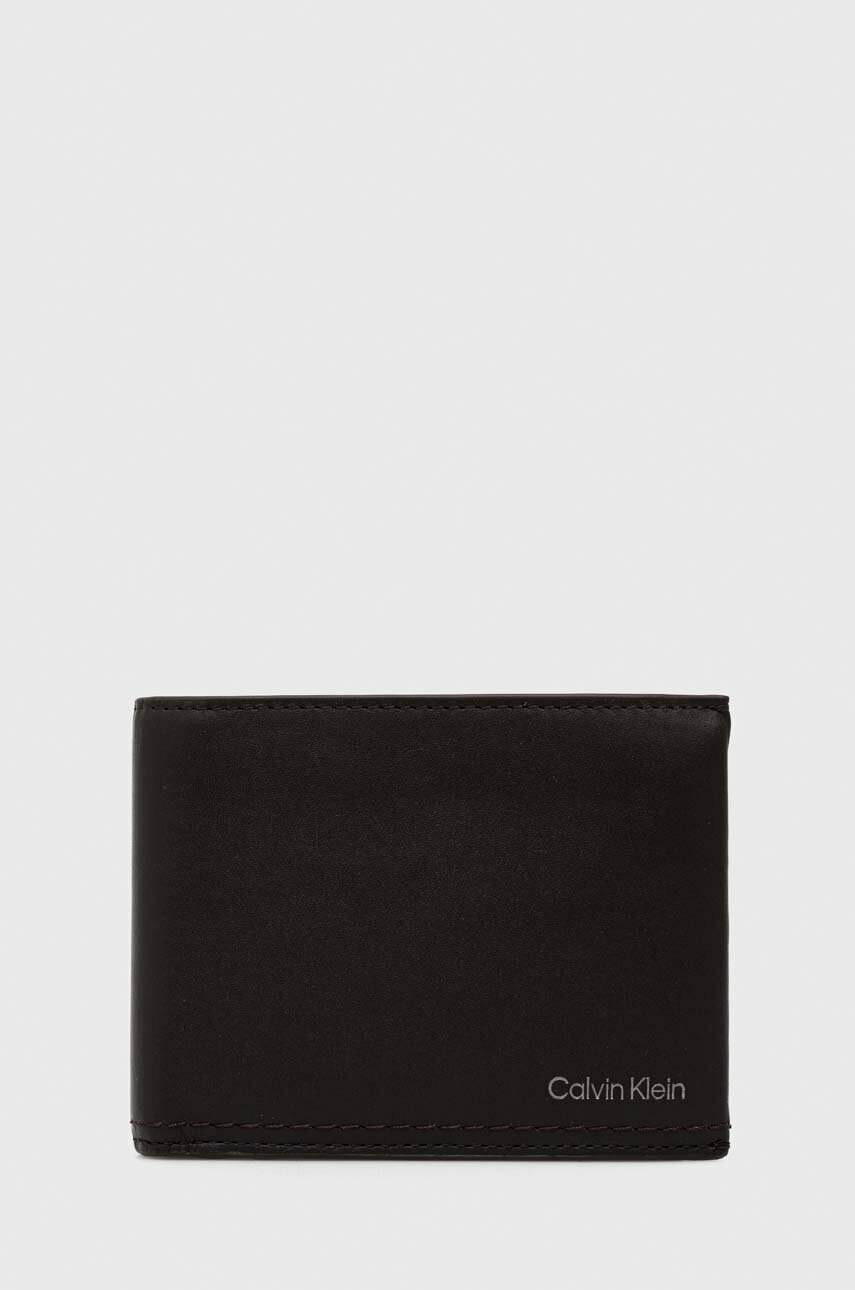 

Кожен портфейл Calvin Klein мъжки в кафяво, Кафяв