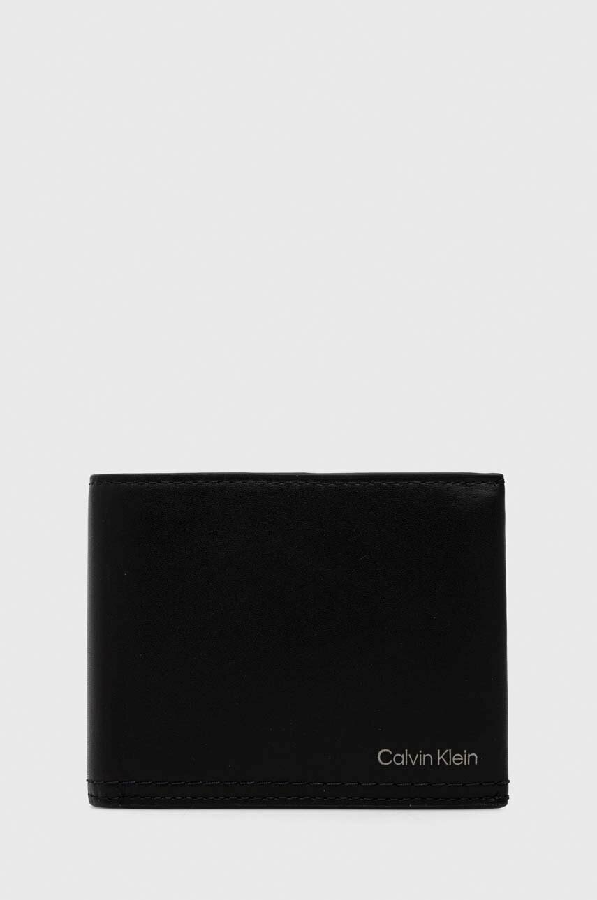 

Кожен портфейл Calvin Klein мъжки в черно, Черен