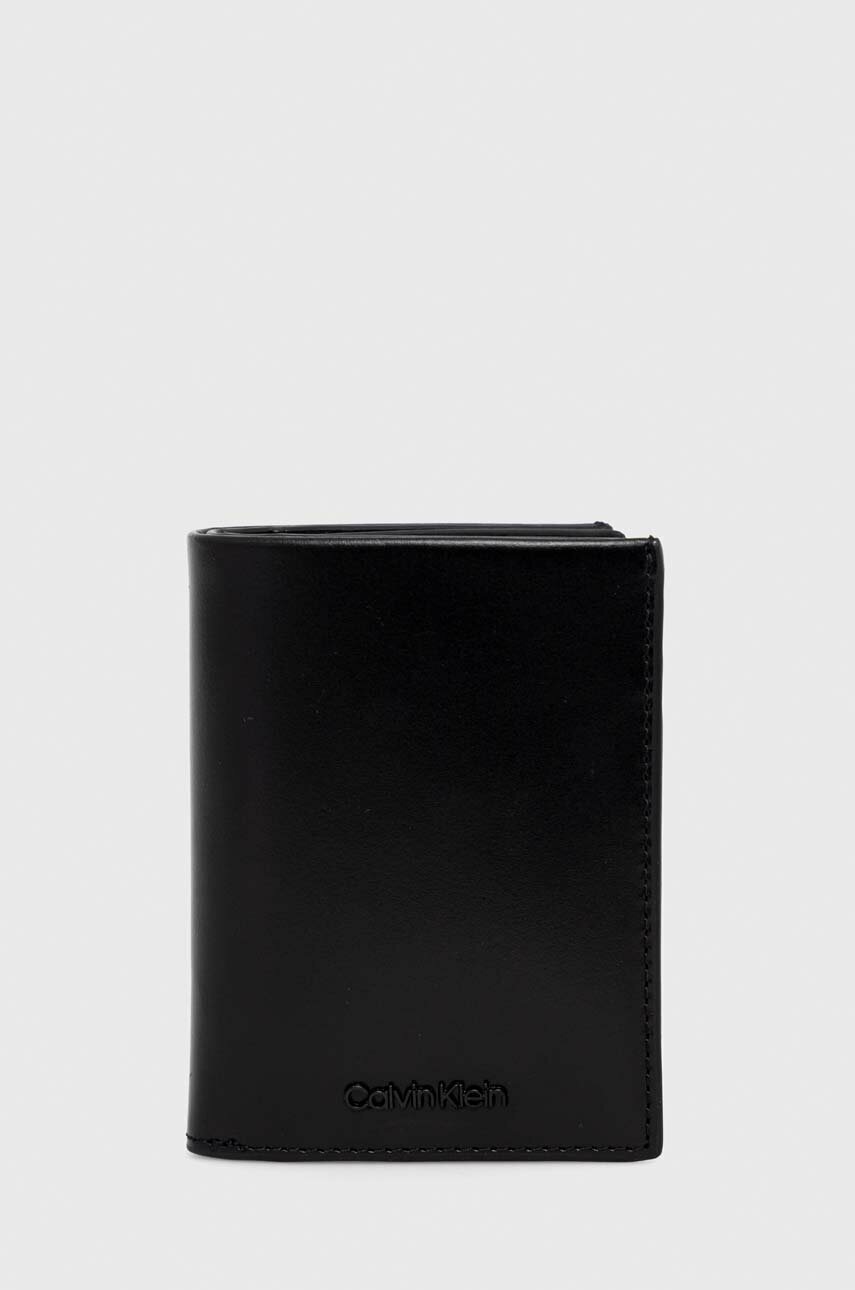

Кожен портфейл Calvin Klein мъжки в черно, Черен