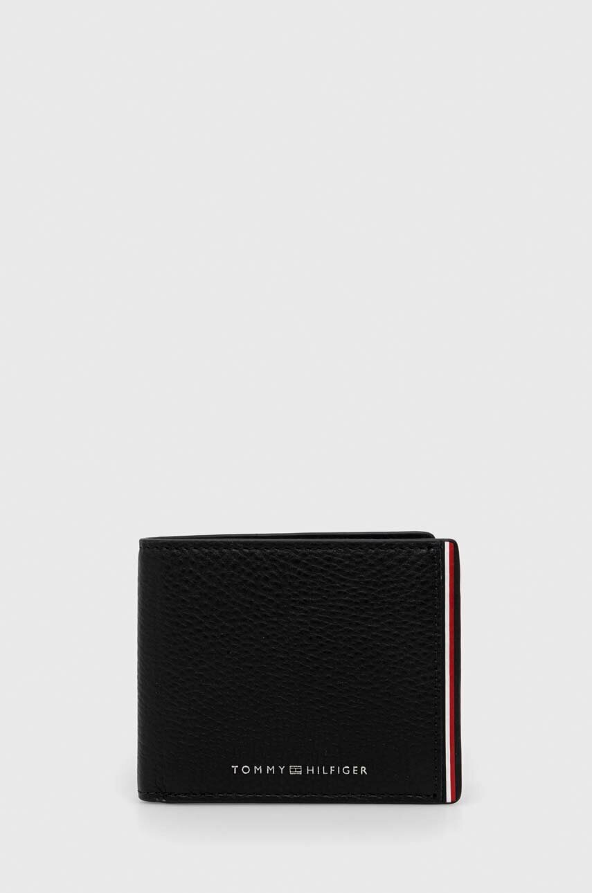 

Кожен портфейл Tommy Hilfiger мъжки в черно, Черен