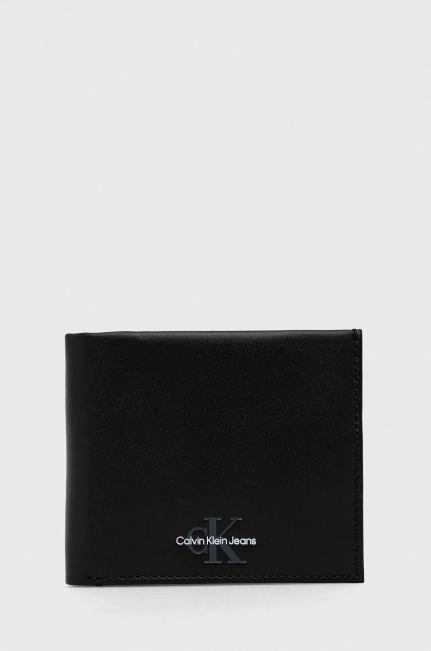 

Кожен портфейл Calvin Klein Jeans мъжки в черно, Черен