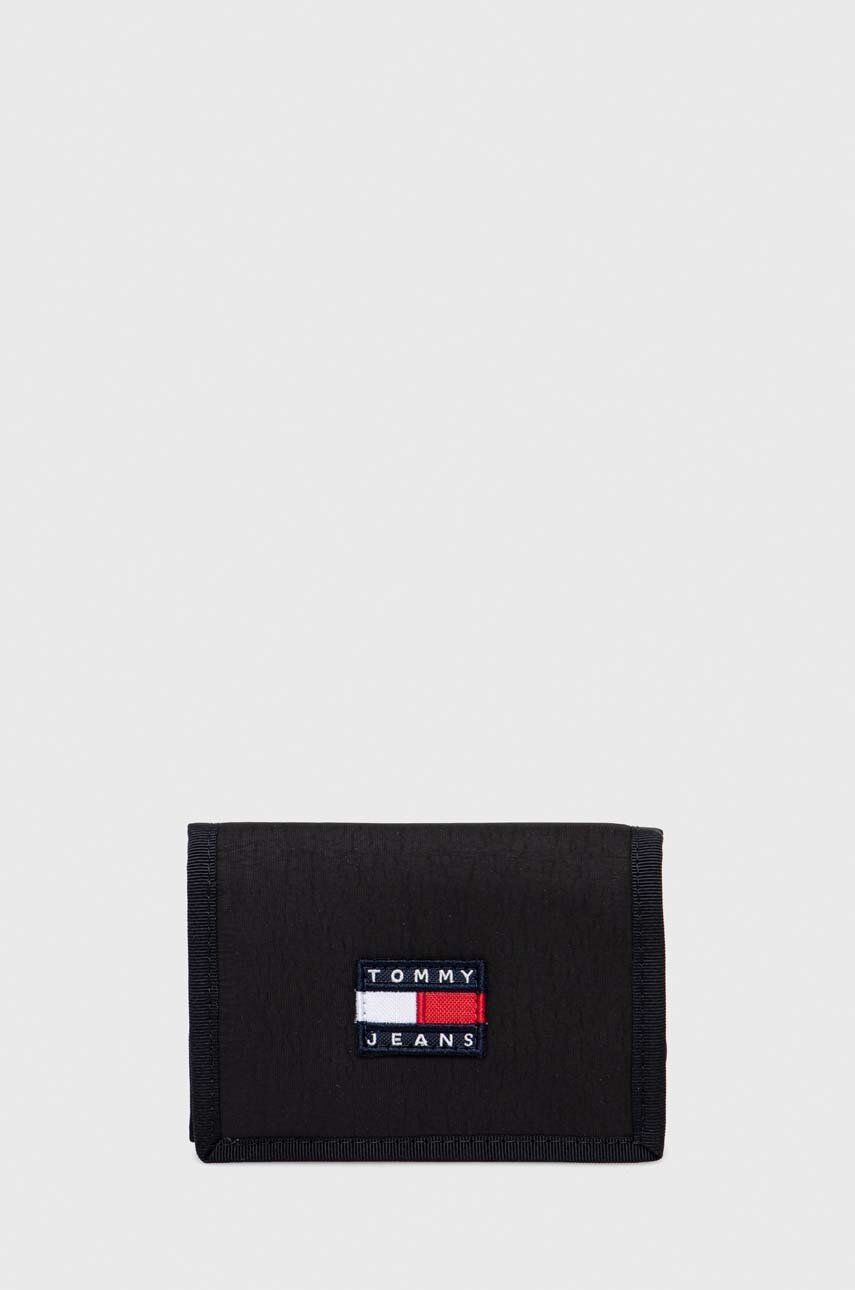 Peňaženka Tommy Jeans pánsky, čierna farba