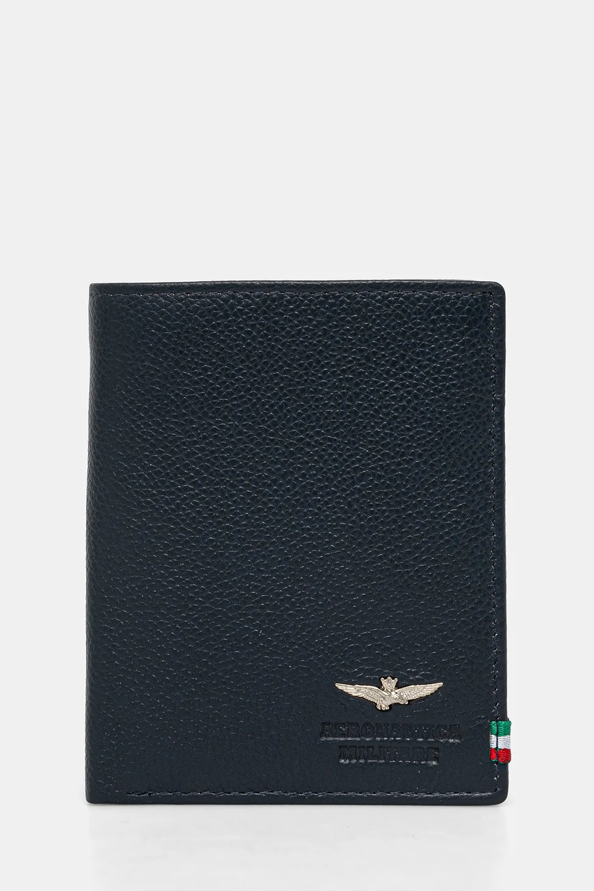 Aeronautica Militare portofel de piele barbati, culoarea albastru marin