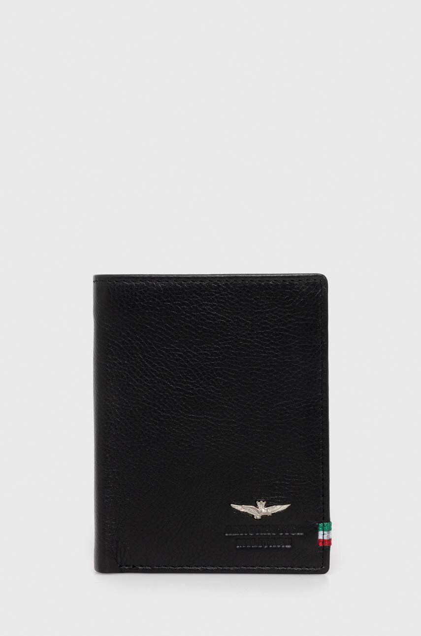 

Кожаный кошелек Aeronautica Militare мужской цвет чёрный
