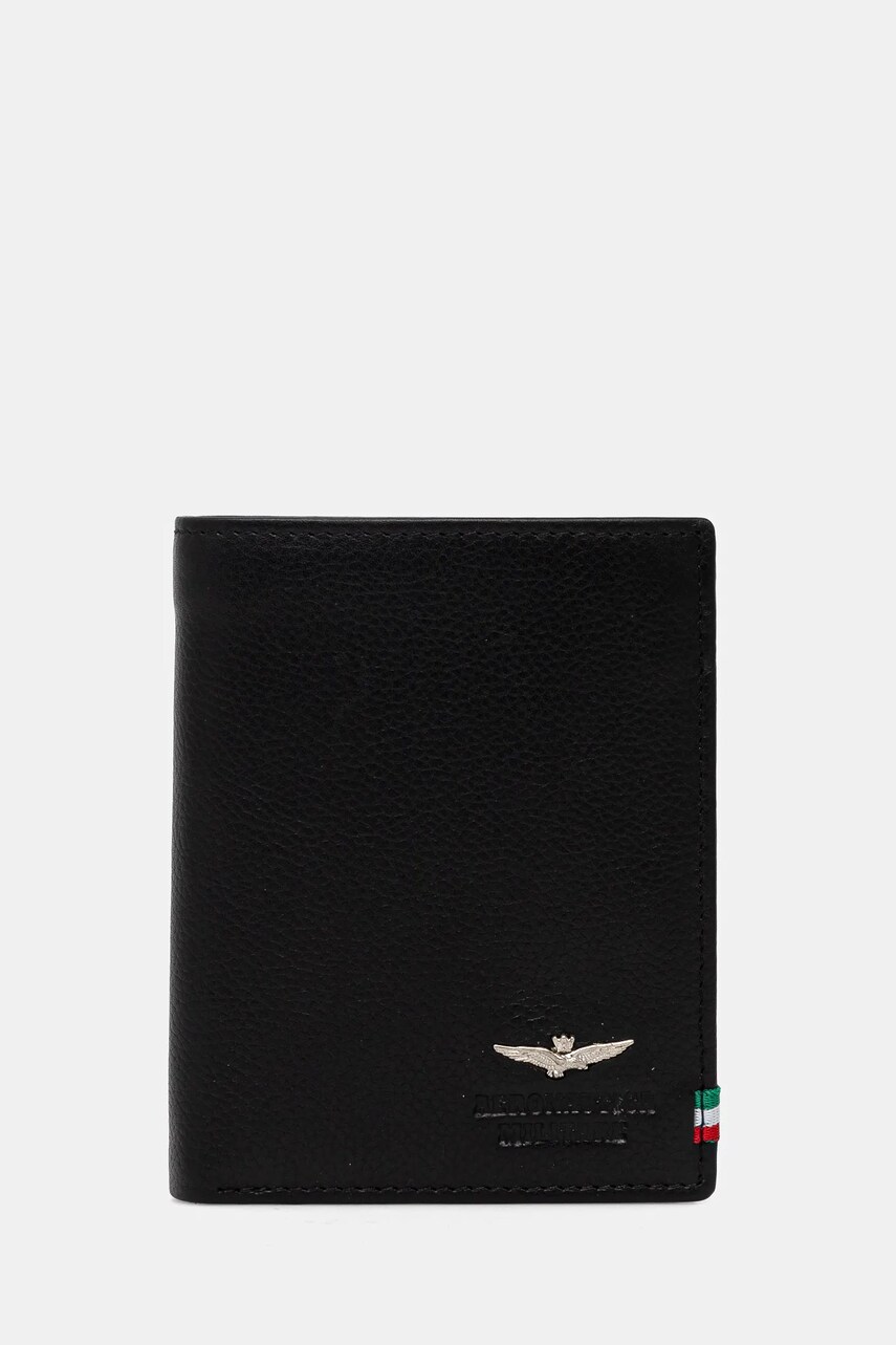 Aeronautica Militare portofel de piele barbati, culoarea negru