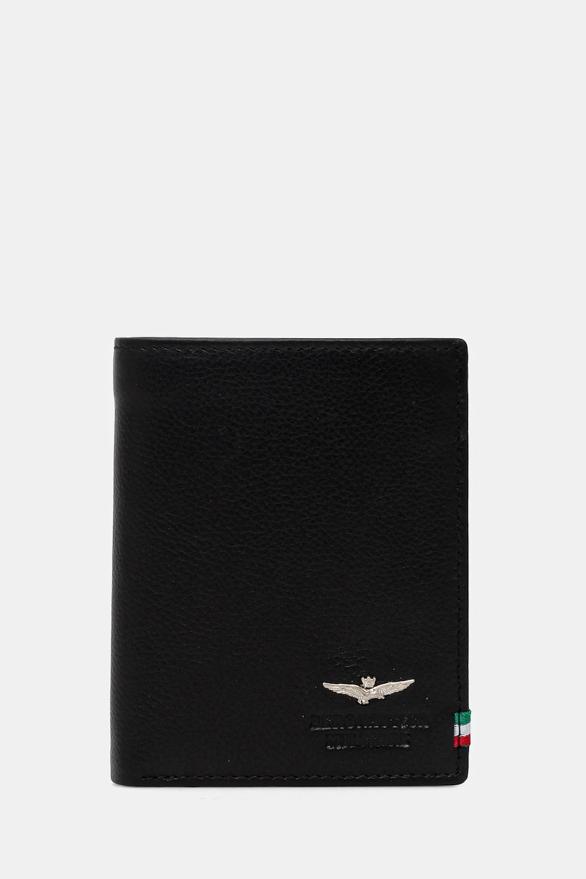 Aeronautica Militare portofel de piele barbati, culoarea negru