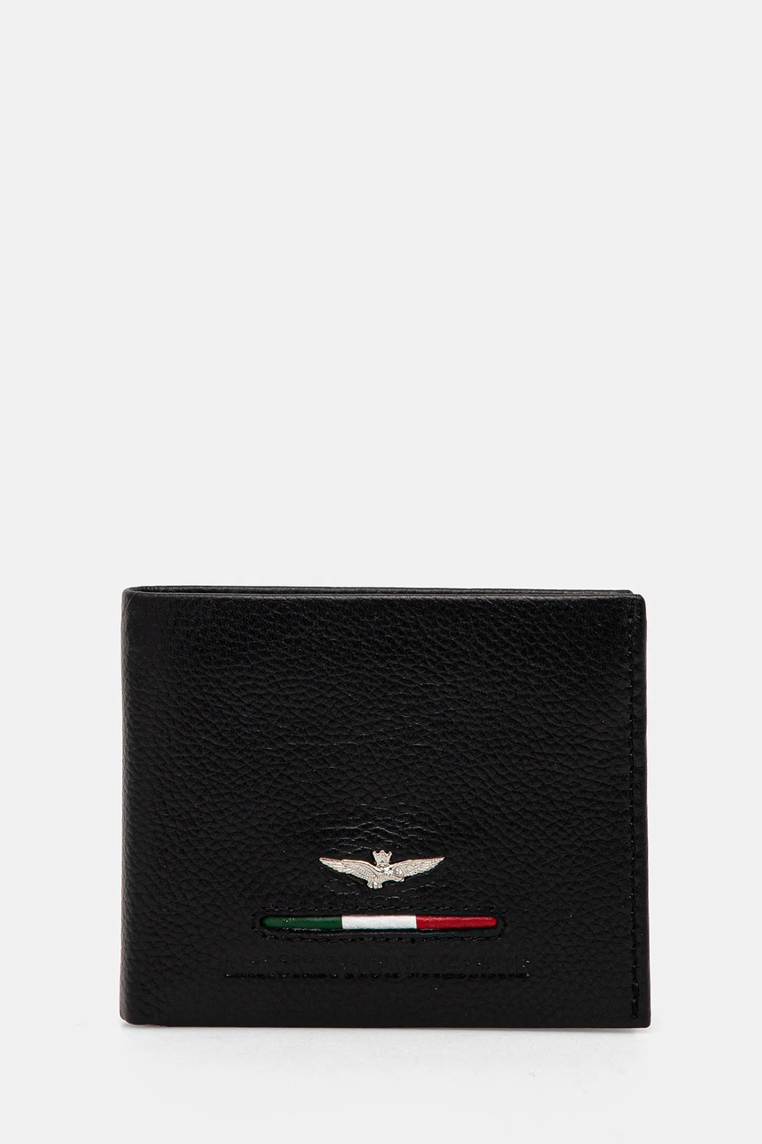 Aeronautica Militare portofel de piele barbati, culoarea negru
