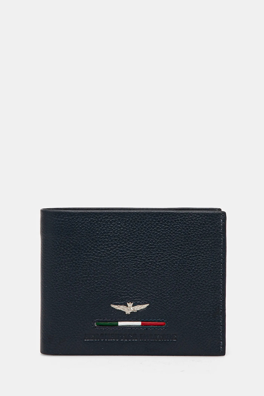 Aeronautica Militare portofel de piele barbati, culoarea albastru marin