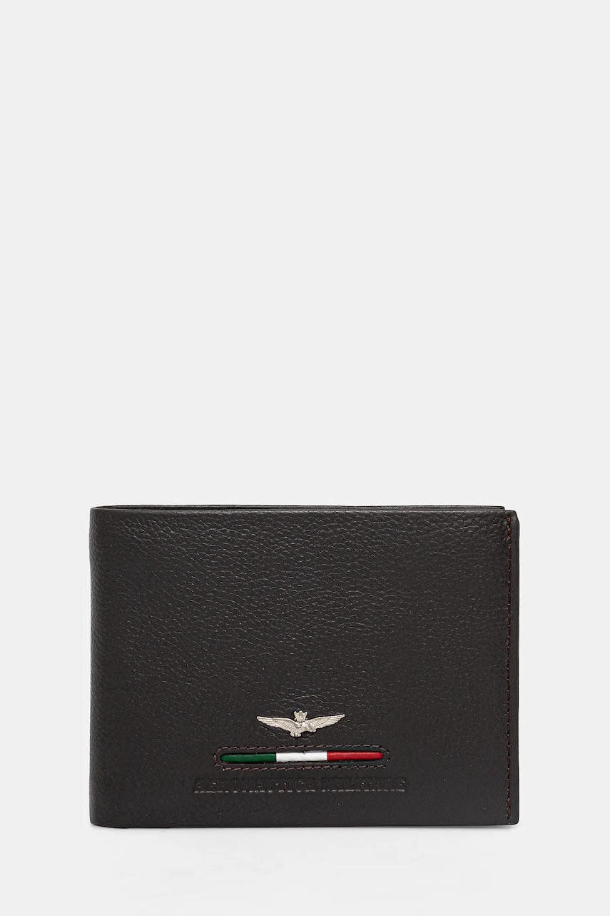 Aeronautica Militare portofel de piele barbati, culoarea maro