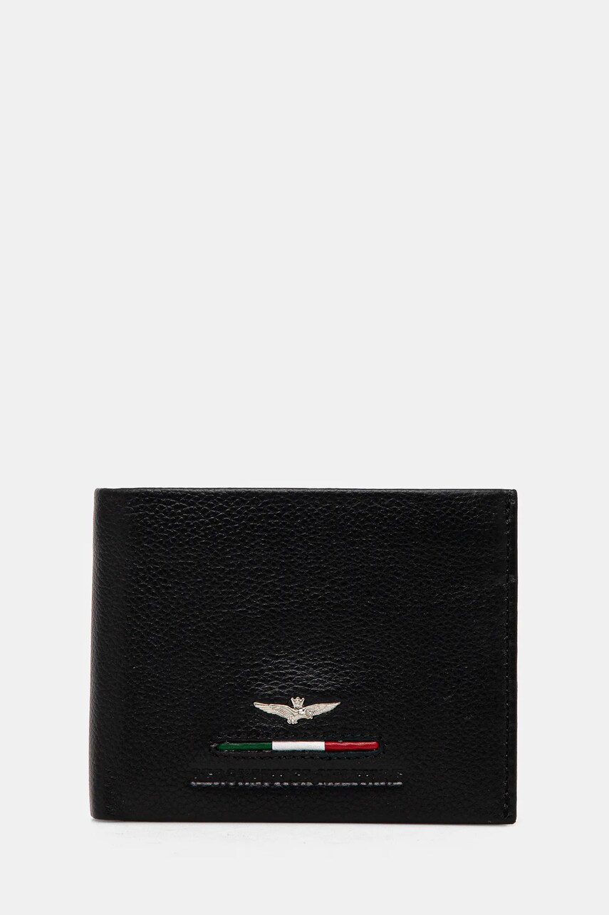 Aeronautica Militare portofel de piele barbati, culoarea negru