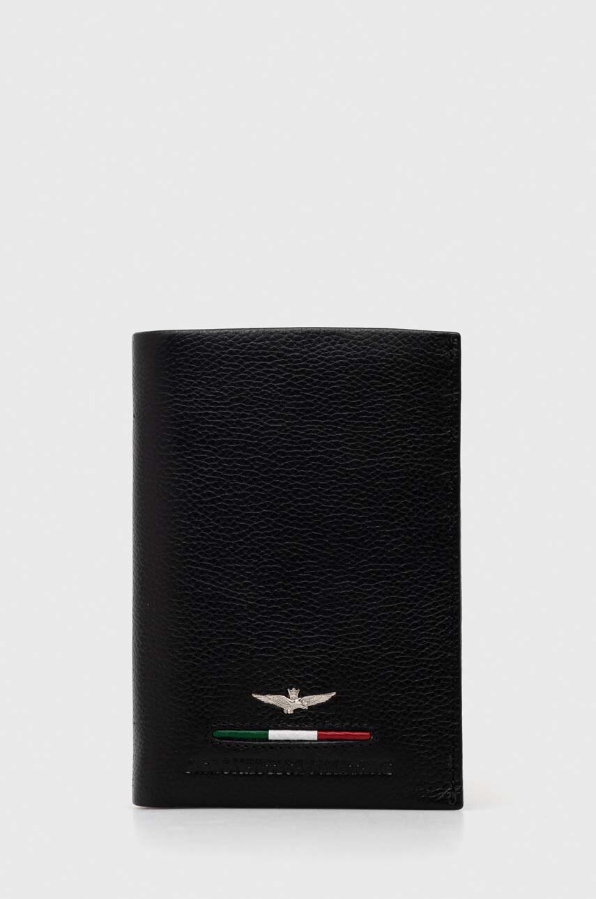 

Кожен портфейл Aeronautica Militare мъжки в черно, Черен