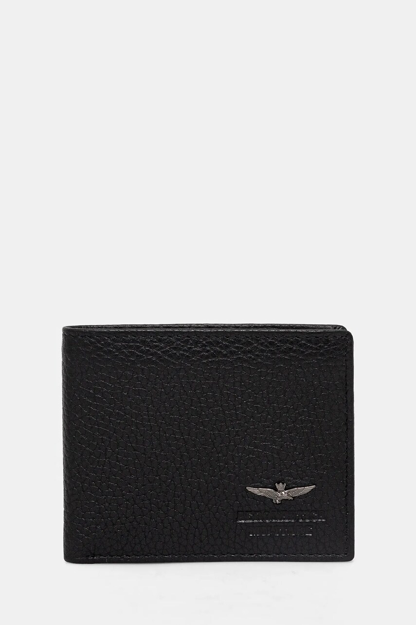 Aeronautica Militare portofel de piele barbati, culoarea negru