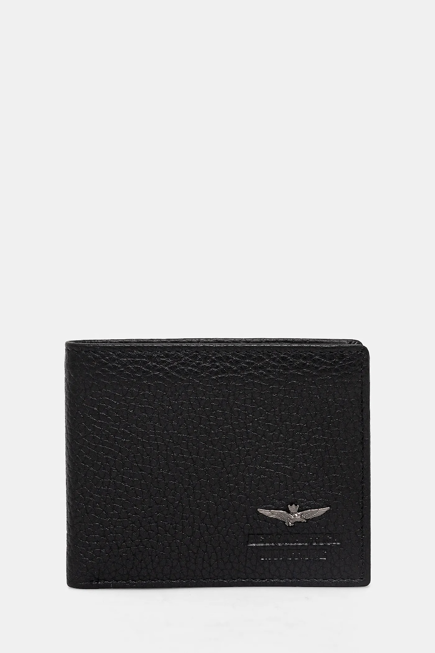 Aeronautica Militare portofel de piele barbati, culoarea negru