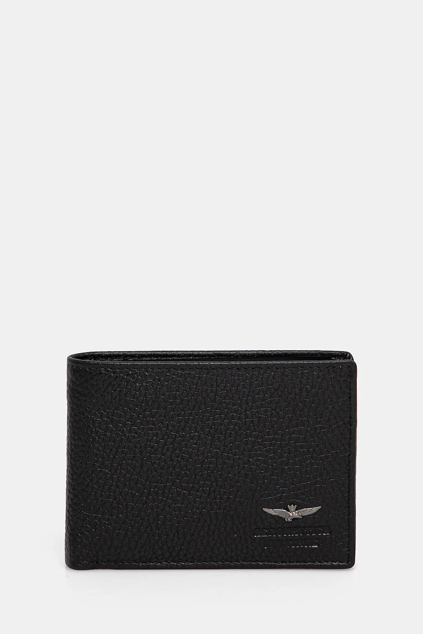 Aeronautica Militare portofel de piele barbati, culoarea negru