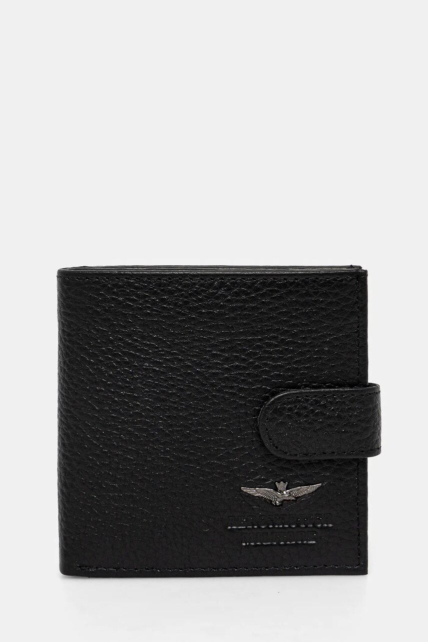 Aeronautica Militare portofel de piele barbati, culoarea negru