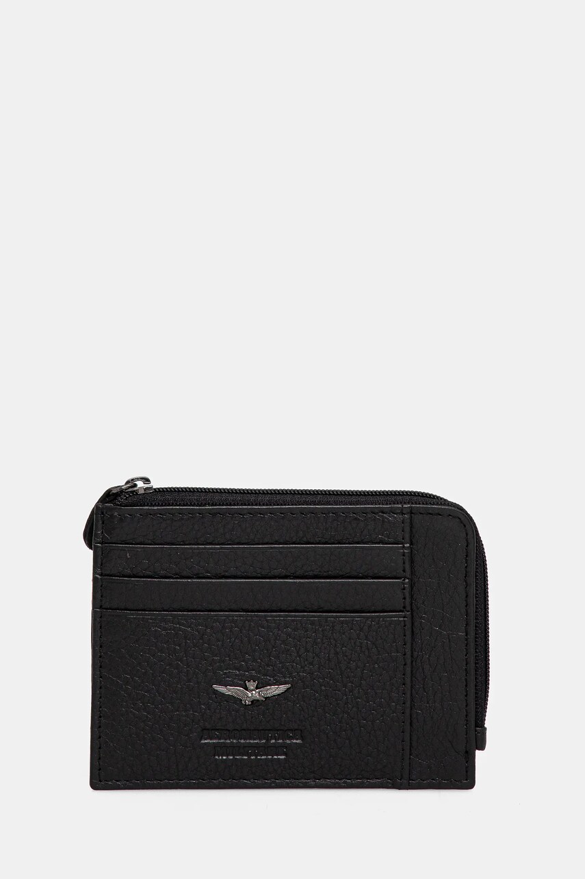 Aeronautica Militare portofel de piele barbati, culoarea negru