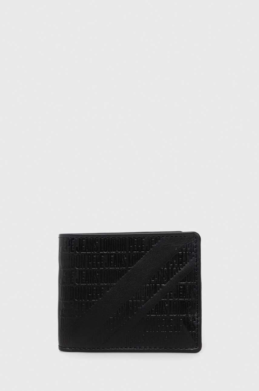 Levně Kožená peněženka Pepe Jeans černá barva