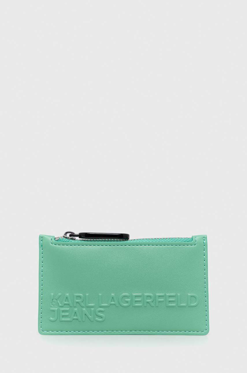 Peněženka Karl Lagerfeld Jeans tyrkysová barva - tyrkysová -  50 % Polyester