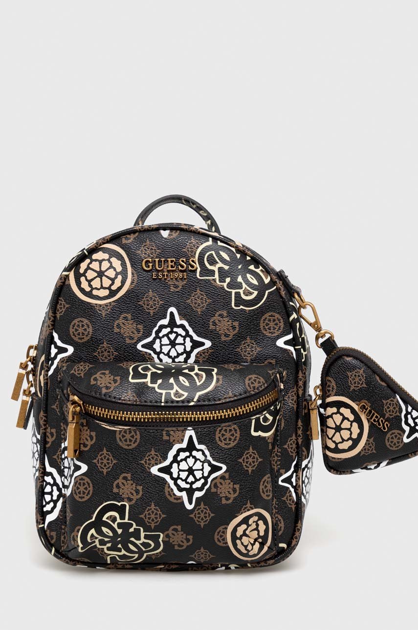 

Рюкзак Guess женский цвет коричневый маленький узорный