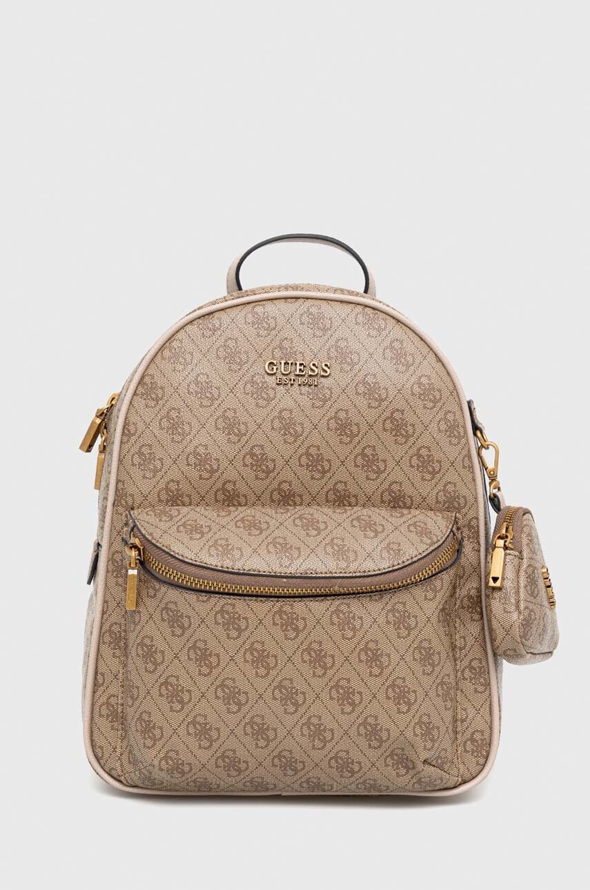 

Раница Guess в кафяво малък размер с десен, Кафяв